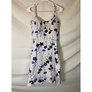 APNY WOMENS JUNIORS WHITE FLORAL SUNDRESS DRESS SIZE 10 MEDIUM SLEEVELESS